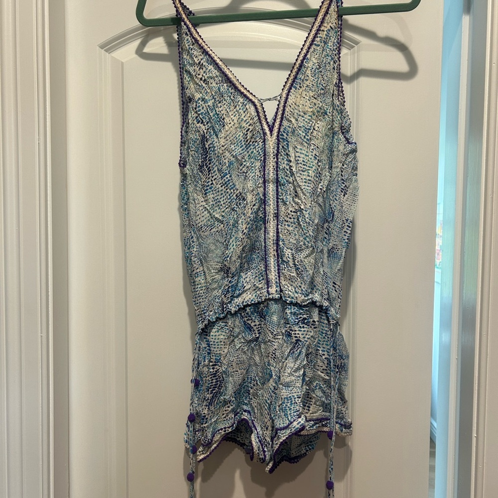 Poupette St. Barth Blue and White Jumpsuit